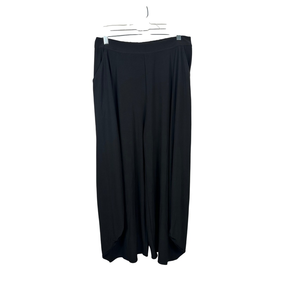 Comfy USA Wide Leg Pants Women Large Black Very Good Jersey Knit Pockets SK210